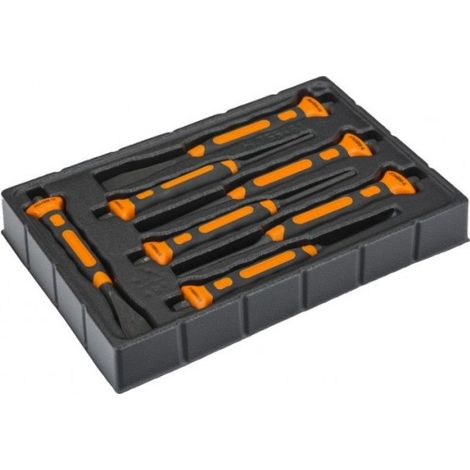 BAHCO - Jeu de burins de maçon avec manche bimatière - 7 pcs/plateau en plastique