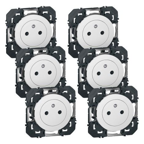 Legrand – Lot de 6 prises de courant 2P+T 16A – Plastique blanc – Installation rapide avec bornes automatiques – Pour espaces de vie et bureaux (1/4)