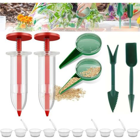 Kit de semis 6 pièces – Mini distributeurs de graines avec plantoir et essuie-tout, outil de semis manuel pour petites graines, précision et facilité de plantation (1/5)