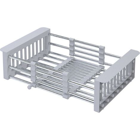 1 Égouttoir extensible, hauteur réglable 29-47 cm, acier inoxydable, pour évier de 60-90 cm, idéal petit espace (1/5)