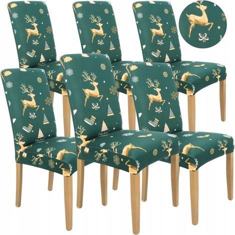 FODERA PER SEDIA CON MOTIVO NATALIZIO VERDE ELASTICA [21BM] (1/4)