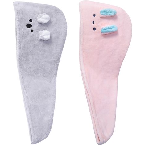 Serviette Cheveux Microfibre - Séchage Rapide Et Absorbant - Pour Douche Et Bain - Lot De 2 (1/5)