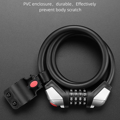 Antivol de vélo à code 4 chiffres avec câble et lumière LED (1/5)