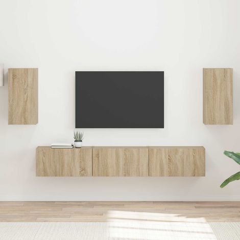 TV-Schrankset Wandmontiert 5 pcs Sonoma-Eiche Holzwerkstoff
