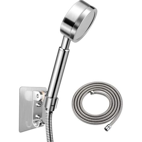 Pommeau Douche Haute Pression avec Tuyau 1,5m et Support, Pommeau de Douche Economie d'Eau en Acier Inoxydable 304 Installation et Nettoyage Faciles (1/5)
