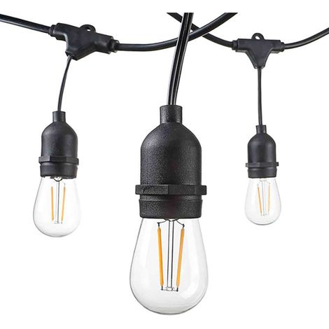 Optonica – Guirlande lumineuse d'extérieur 6m – 10 douilles E27 – Étanche IP65 – Installation rapide avec crochets – Résistante aux intempéries (1/4)