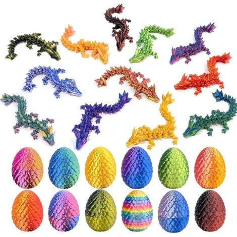 Œufs de dragon imprimés en 3D, objets de collection fantastiques, ensemble de 12 décorations de Pâques représentant des dragons possesseurs, pour la maison et le bureau. (1/5)