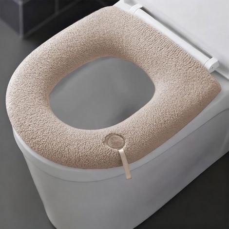 Un ensemble de 5 housses de siège de toilette épaisses en flanelle beige