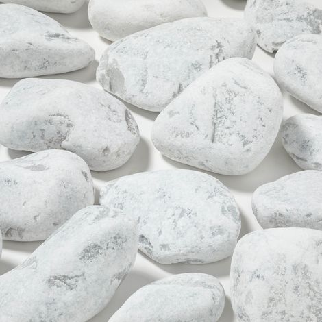 Galets décoratifs marbre blanc Carrare 10-15 cm – Filet de 15 kg pour aménagements paysagers – Pierre naturelle esthétique (1/2)
