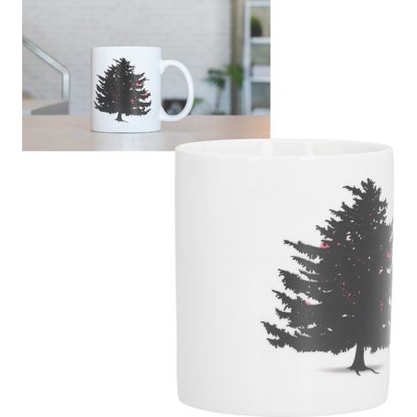 Tasse mit farbwechselndem Weihnachtsbaummuster, kreative Tasse mit Heißtransferdruck, Keramiktasse mit Heißtransferdruck (1/5)