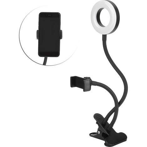 Lampe Anneau LED USB 10 Niveaux Luminosité avec Pince pour Photo Live Lecture Broderie (1/5)