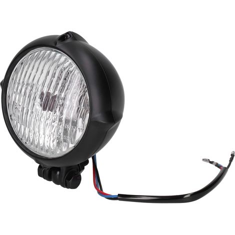 Phare Avant Moto Rond 4 Pouces 12V Lentille Transparente Boîtier Noir Vis M10 Universel pour Motos Rétro Custom (1/5)