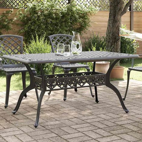 vidaXL Tavolo da Giardino Nero 150x90x72 cm in Alluminio Pressofuso (1/5)