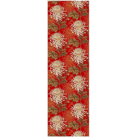 Sticker mural chrysanthème, style oriental, décoration de fond pour salon, rouge, 45x300cm, imperméable, 1 pièce. (1/5)