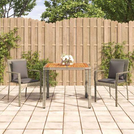 Set comedor de jardín 3 piezas con cojines ratán sintético gris vidaXL (1/5)