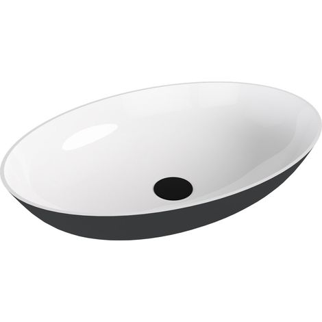 Polysan Banera - Vasque à poser 60 x 40 cm, sans trop-plein, sans trou de robinetterie, anthracite mat/blanc 14397.52 (1/4)