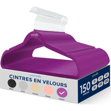 Cintres - Cintres en Velours Antidérapants - Porte-Vêtement Fins et Robustes - avec Crochet en Métal Pivotant à 360° - Supportant jusqu'à 4,5 kg pour Vestes, Pantalons et Robes -Lot de 150 (1/5)
