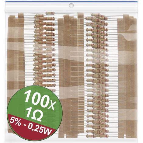 Quadrios 22P061 22P061 Kohleschicht-Widerstand Sortiment 1 Ω axial bedrahtet 0.25 W 5 % 1 Set