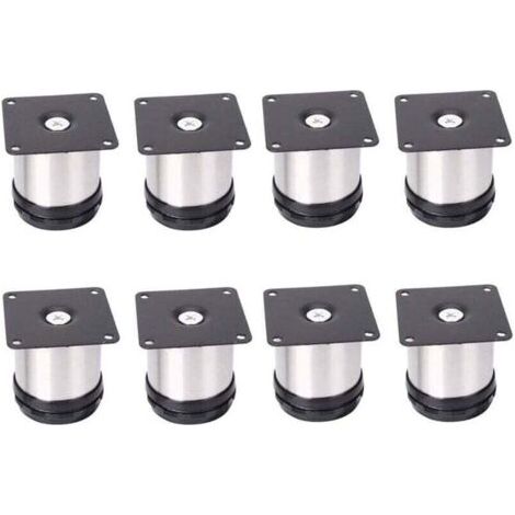 8 Pieds De Meubles RéGlables En Acier Inoxydable,Réglables 50 mm De Hauteur épaissir les pieds d'armoire Pieds de table Pieds de meubles,Acier inoxydable brossé,Hauteur réglable 0-15 mm (1/4)