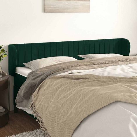 vidaXL Cabecero de terciopelo verde oscuro 163x23x78/88 cm (1/5)