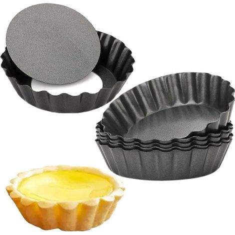 Set mit 6 Eierkuchenformen, 7,5 cm Mini-Törtchenformen mit herausnehmbarem Boden, Cupcake-, Kuchen- und Muffinformen, Backutensilien (1/5)