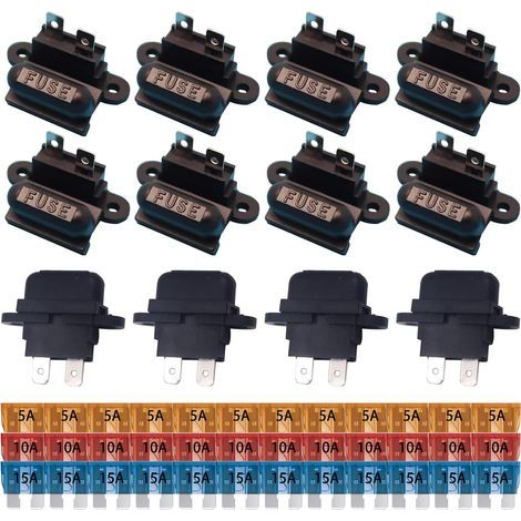 12 Pièces Auto ATC Blade Standard Porte-fusible Siège pour Voiture Bateau Camion SUV avec 12 Pièces Housse Noir et 36 Pièces 5A/10A/15A Fusibles (1/5)