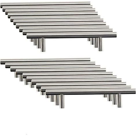 20 x Acier Inoxydable Poignee de Meuble Cuisine Espacement des Trous de 96 mm, Acier Brossé Poignée en T pour Porte d'armoire (1/5)