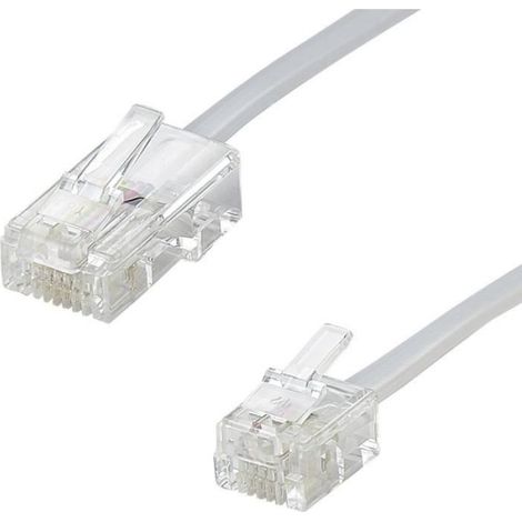 Cordon Rj11-Rj45 - Câble Téléphonique Adsl Haut Débit - Mâle/Mâle - 3 M - Blanc (1/2)