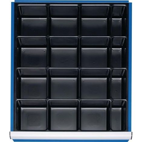 Schubladenunterteilungsmaterial Front-H.120-360mm Einsatz-H.90mm 16 Fächer RAU (1/2)