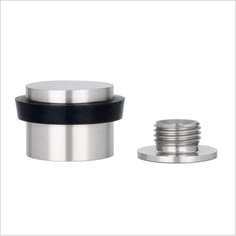 EVI Herrajes Fermaporta 24 x 20 mm Base filettata Gomma Nera Acciaio Inox Finitura Opaca Compresi utensile, vite + tassello di fissaggio Mod. I-199/24-CBAM (1/5)
