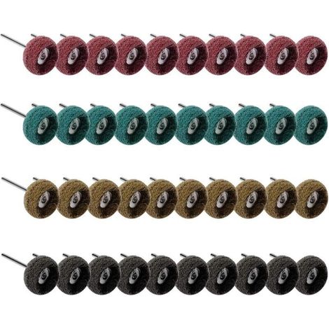 Lot de 40 roues de polissage abrasives pour outil rotatif Dremel, meuleuse d'établi à bois, grain 80/150/240/300