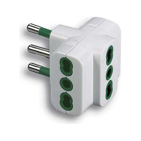 ADATTATORE TRIPLO 16A-16A FME - BIANCO 2P+T- 5 pezzi