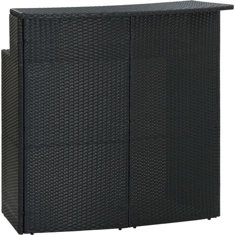 Vidaxl – Table de bar de jardin noire 120x55x110 cm – Résine tressée résistante aux intempéries – Cadre en acier enduit de poudre – 2 niveaux de rangement
