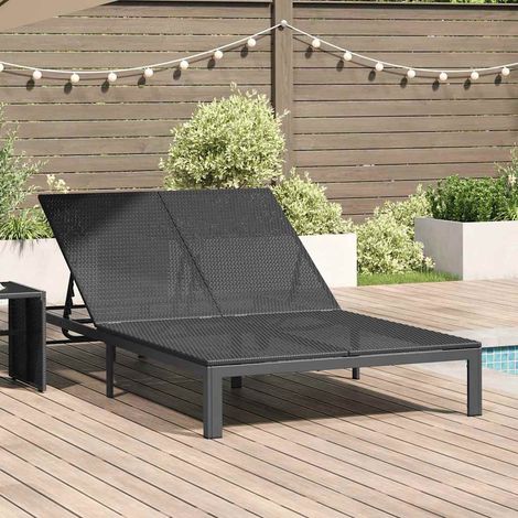 Sonnenliege Schwarz 206 x 115 x 75 cm Poly-Rattan