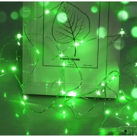 Guirlande lumineuse LED, 1 m, 10 micro-LED, décoration de Noël, fonctionne avec une pile bouton CR2032, idéale pour les fêtes, le jardin, Noël, Halloween et les mariages (vert), lot de 20. (1/5)