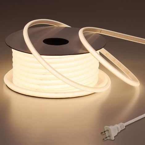 Bande LED COB 110 V AC pour extérieur — Étanche, 20 m (65,6 ft), Blanc naturel 4000 K, Ultra-lumineuse, 200 W, IRC 90+ — Flexible et sécable (IP65) — Pour chambres à coucher