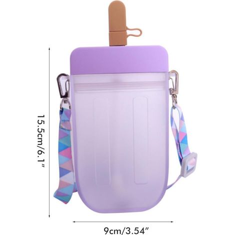 Gourde mignonne et étanche en plastique, en forme de glace, avec cordon, pour adultes et enfants. (1/5)