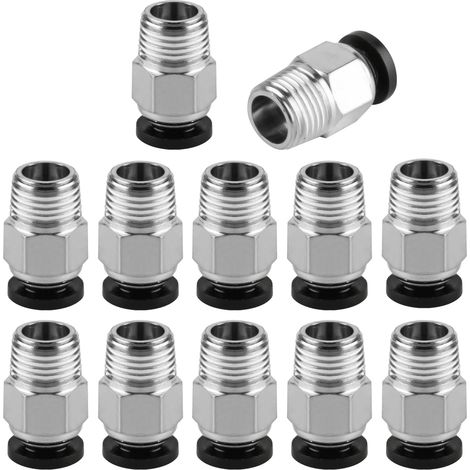 12 pezzi Raccordo pneumatico Pc4-M10 Connettore pneumatico Pc4 M10 per tubo in PTFE, connettore pneumatico Pc4-M10, raccordo rapido dritto M10 filettato per estrusore stampante 3D