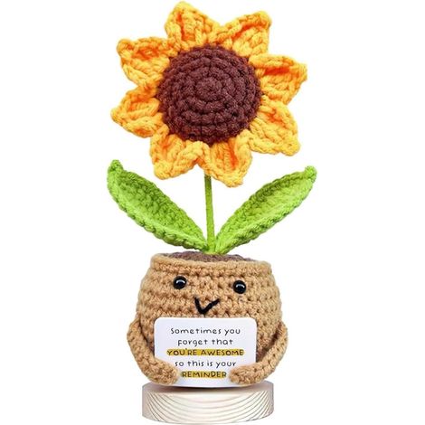 Pot de fleurs suspendu XAGMODSHN avec tournesols en crochet durable, objet décoration créatif (1/5)
