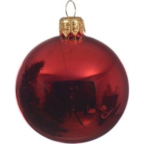 Christbaumschmuck Glänzende rote Glaskugel 8 cm