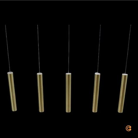[GEBRAUCHT] B-Ware Fabas Luce LED-Hängeleuchte Pendelleuchte Prado gold 5-flammig linear dimmbar (1/2)