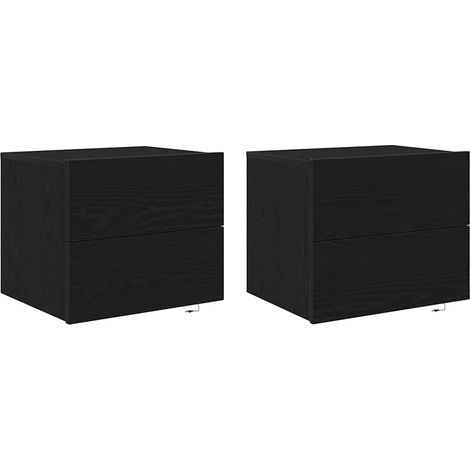 Maison Exclusive - Armadio da Notte con cassetto 2 pcs Rovere Nero 50 x 39 x 41 cm
