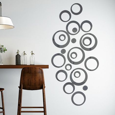 3D Cercle Sticker Mural Miroir Autocollant en Taille Différente Decoration Effet Mirroir (1/5)