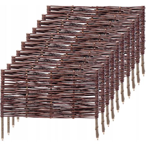 KADAX Palisade aus Weide, natürlicher Weidenzaun, 10 Stück, 60x40cm