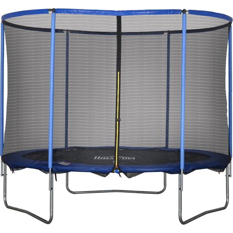 AS EASY Trampoline avec filet de sécurité, trampoline de jardin pour une utilisation intérieure et extérieure, trampoline de fitness pour adolescents et adultes, acier, bleu et noir, jusqu'à 113,6 kg, (1/5)