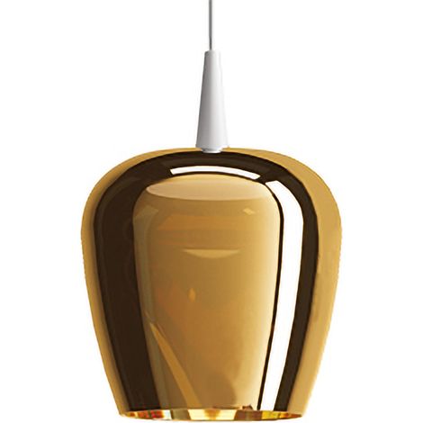 Zafferano Lampada a sospensione Bilia 230V LED 8W in vetro borosilicato soffiato a bocca con finitura Bianco e Bronzo, diametro 18 cm, altezza 324 cm