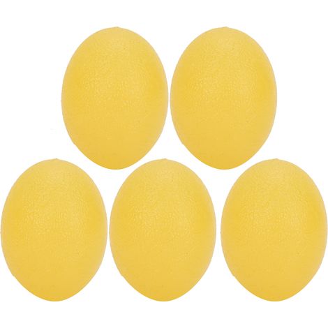 5 balles en silicone ovales pour renforcement des poignets, exerceur de préhension (15 degrés, forme d'œuf), jaune (1/5)