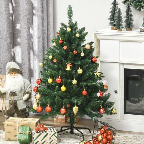 Sapin de Noël artificiel 305 branches, pied en croix métal démontable, Ø 85 x 120H cm, vert, arbre décoratif intérieur (1/5)