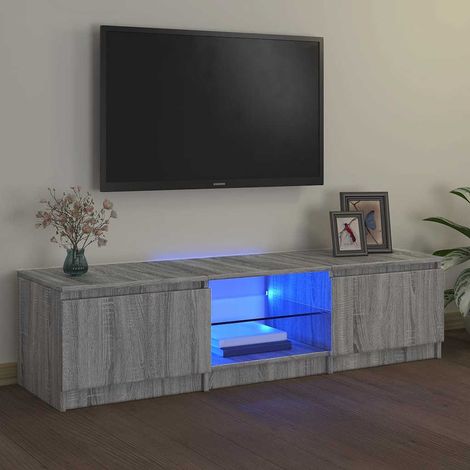 Meuble TV avec lumières LED, Banc TV, Meuble de rangement Sonoma gris 140x40x35,5 cm CON86014 DESIGN IN (1/5)