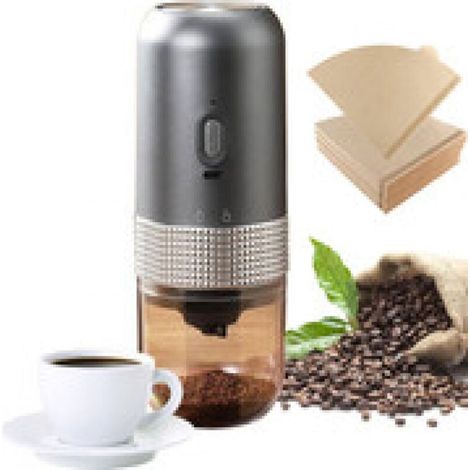 Moulin À Café Électrique Compact Portable Avec 100 Filtres Silo 25G Tasse 200ML Maison Bureau Voyage (1/4)